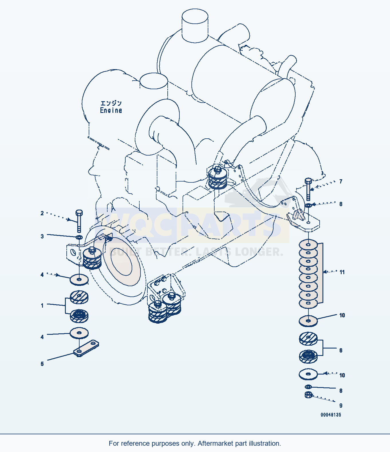 Komatsu WA500-6R Engine Mounting, Cushion (#60010-) parts diagram
