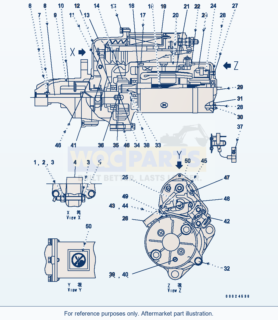Komatsu WA500-6R Starting Motor (11Kw) (Inner Parts)(#630026-) parts diagram