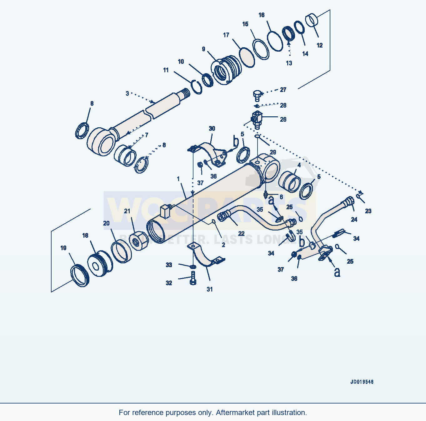 Komatsu WA500-6R Steering Cylinder, L.H. (#60010-) parts diagram