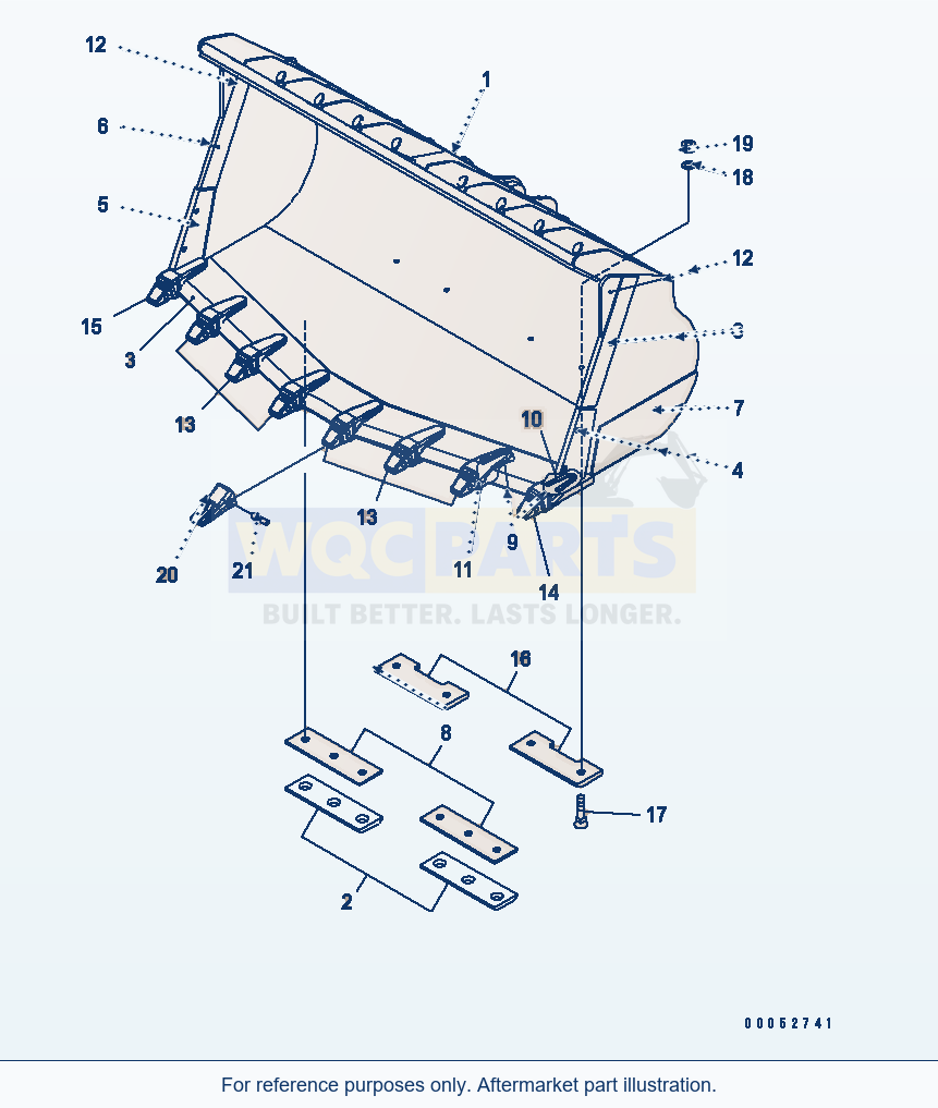 Komatsu WA500-6R Spade Nose Bucket 4.7m³ (Tip Tooth)(#60001-) parts diagram
