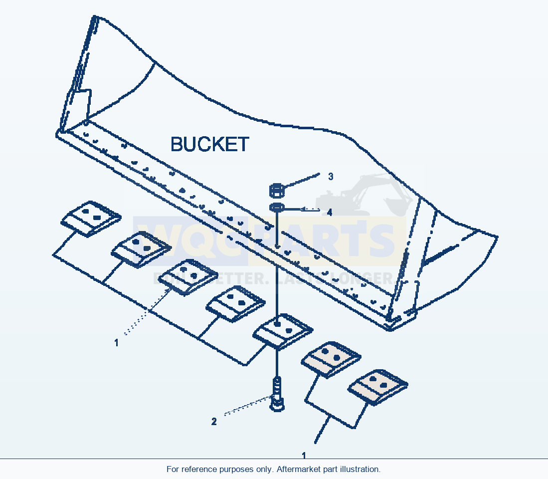 Komatsu WA500-7 bolt-on segment cutting edge parts diagram, serial A94001-UP