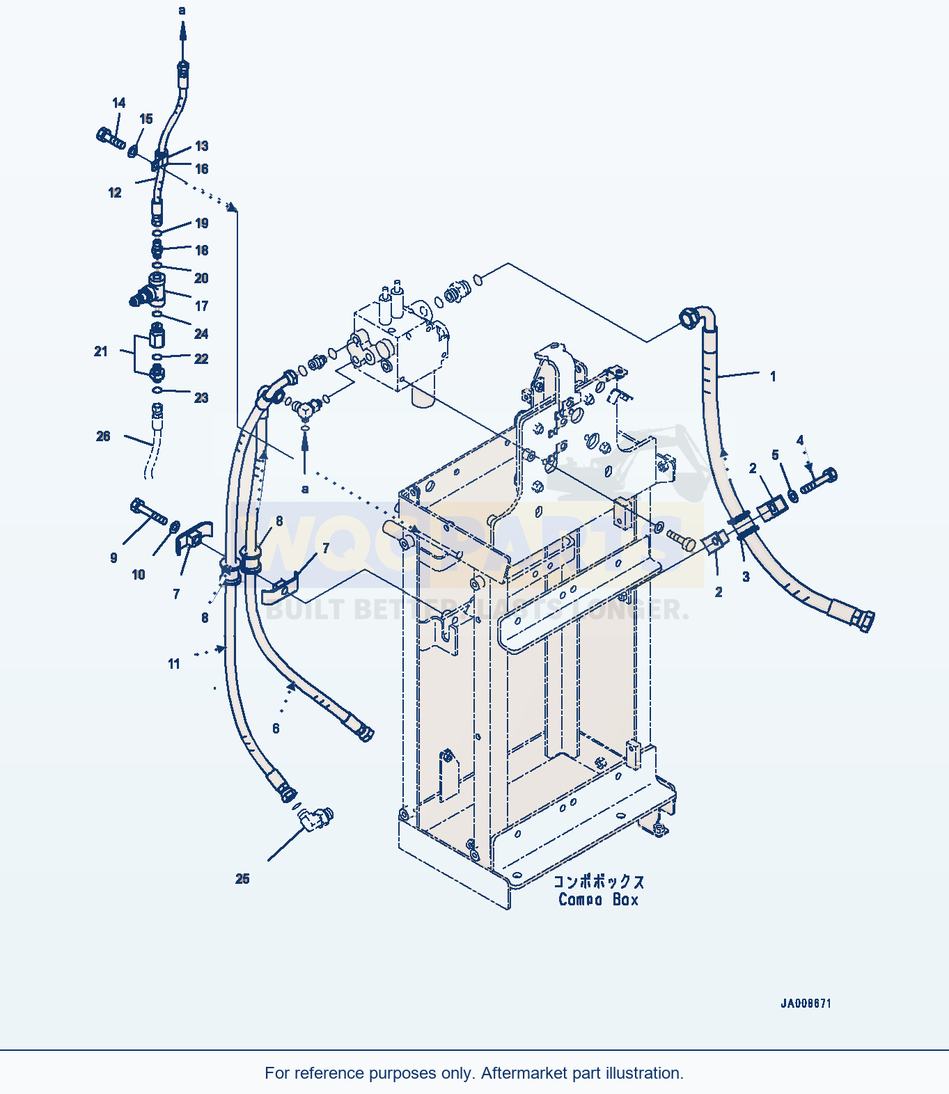 Komatsu WA500-7 Brake Compo Box, Charge Piping Serial 10001-UP parts diagram