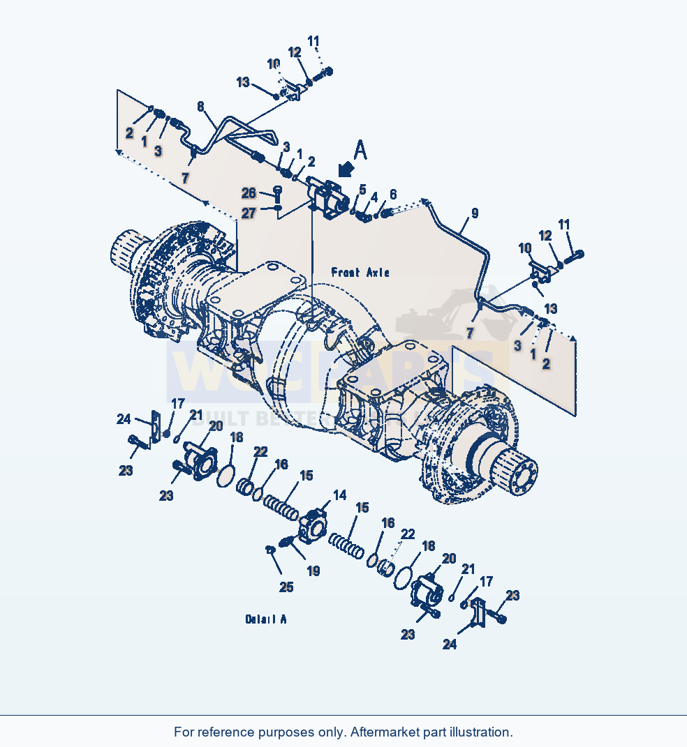 Komatsu WA500-7 Brake Control Front Axle Brake Piping parts diagram
