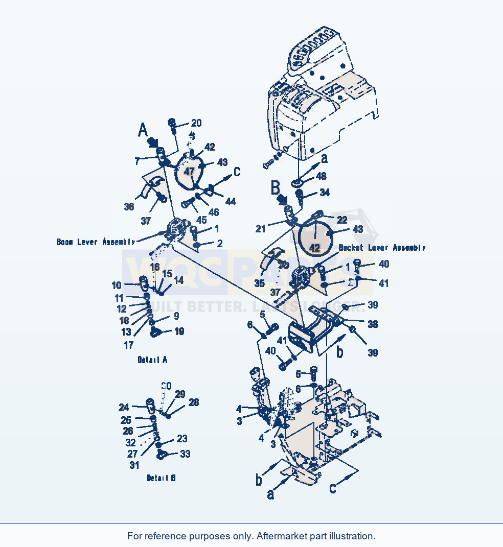 Komatsu WA500-7 Loader Control Bucket And Boom Levers parts diagram