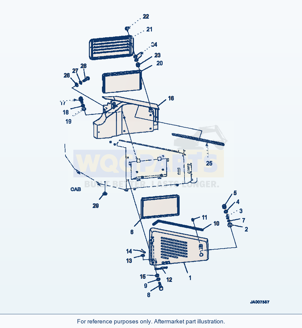 Komatsu WA500-7 Rops Cab Air Conditioner Filters parts diagram