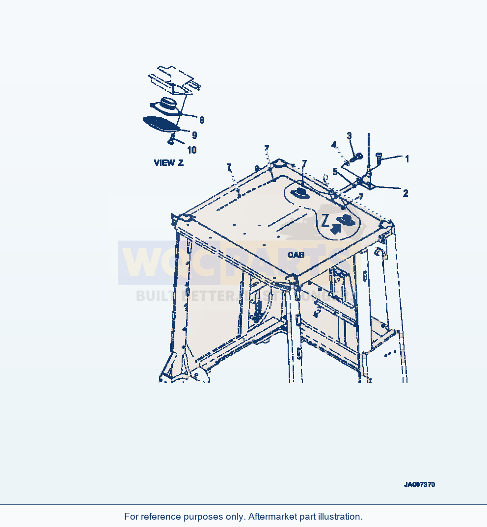 Komatsu WA500-7 Rops Cab Antenna Mounting And Speakers parts diagram