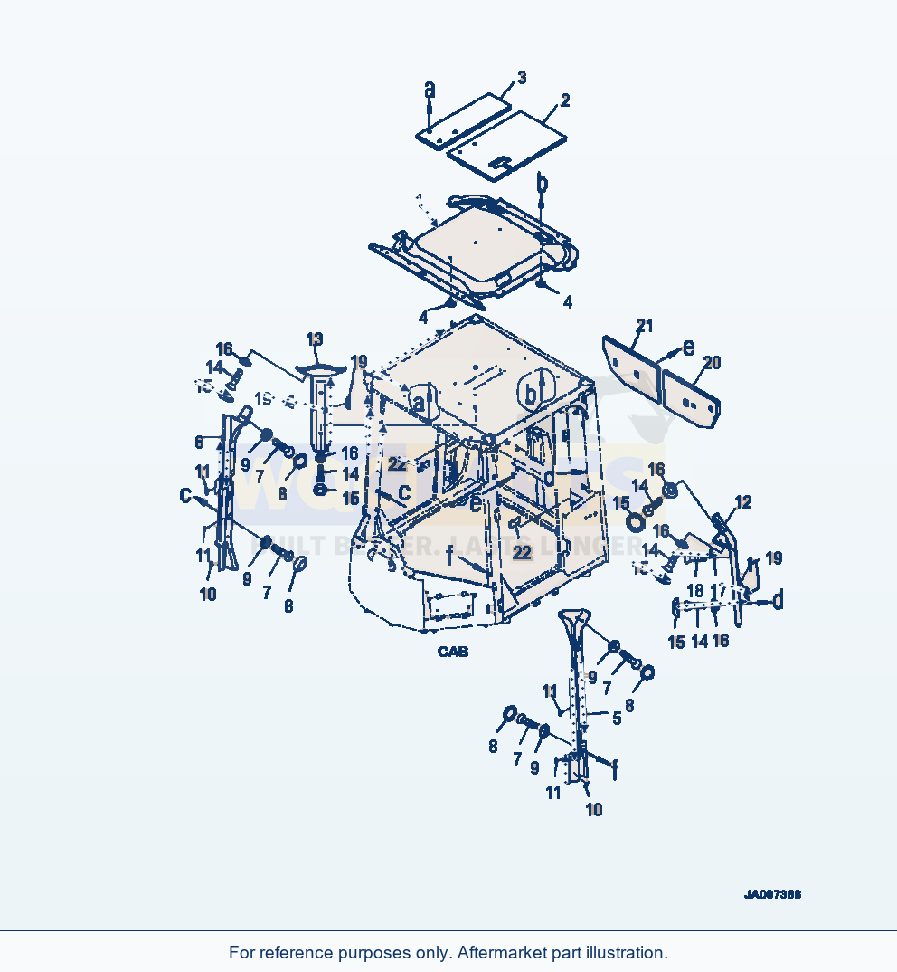 Komatsu WA500-7 Rops Cab Roof Cover parts diagram