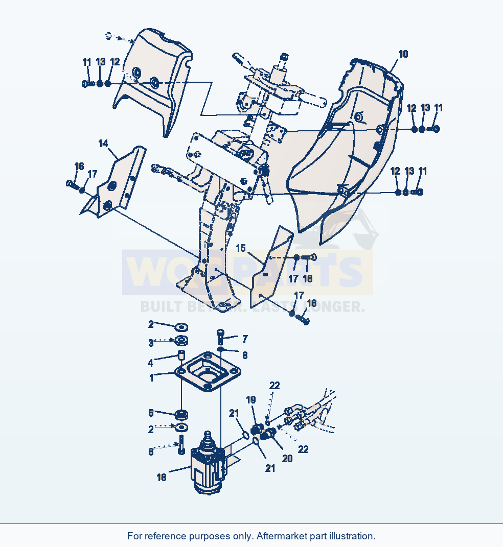 Komatsu WA500-7 Rops Cab Steering Column Cover parts diagram