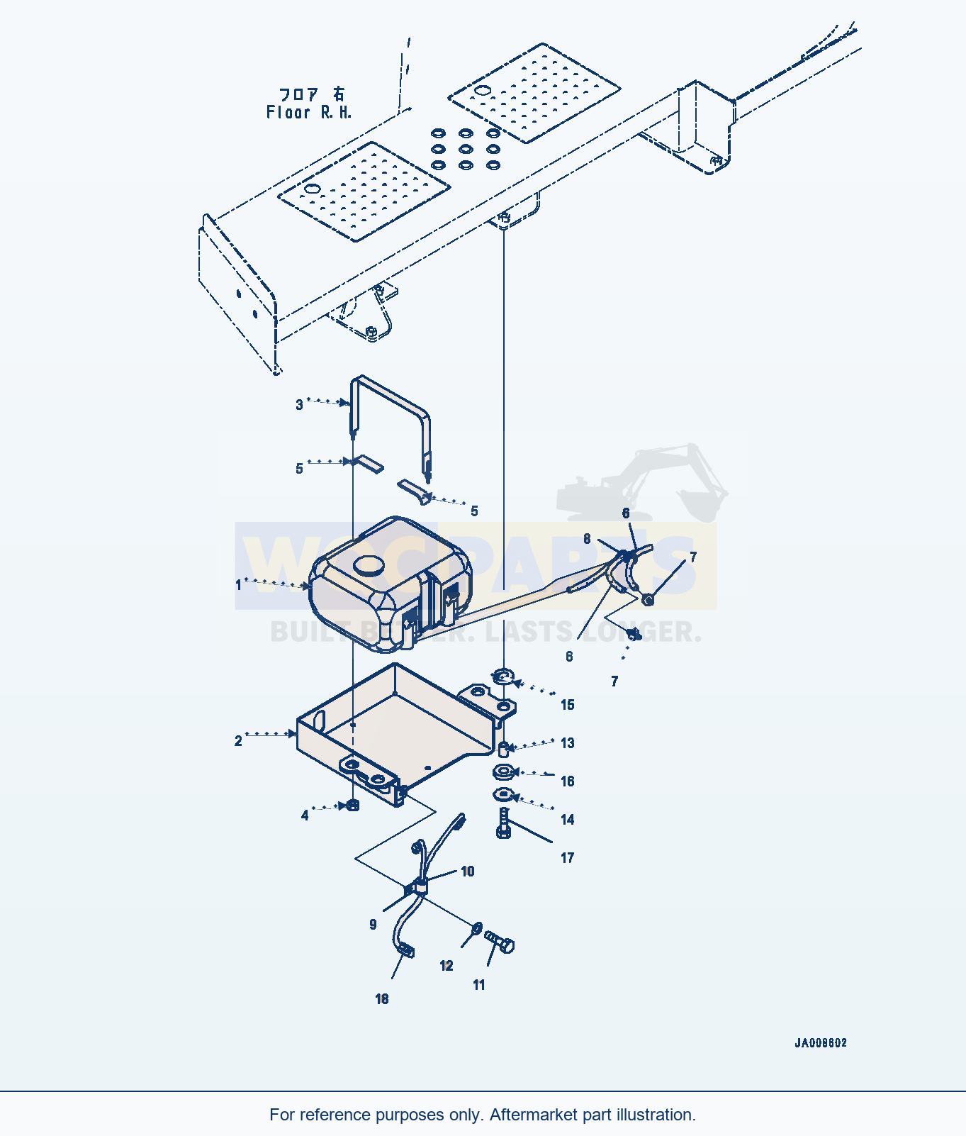 Komatsu WA500-7 Window Washer Tank Serial H62051-UP parts diagram