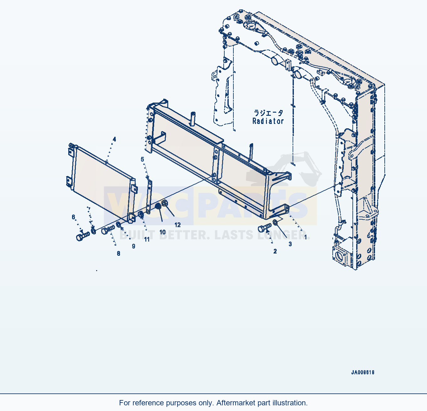 Komatsu WA500-7 Radiator, Air Condenser Serial 10001-UP parts diagram