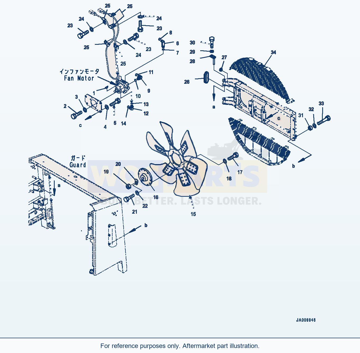 Komatsu WA500-7 Radiator, Fan And Fan Motor Related Parts parts diagram