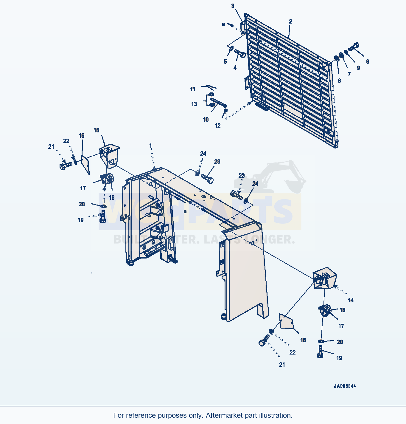 Komatsu WA500-7 Radiator, Grille And Combination Lamp parts diagram