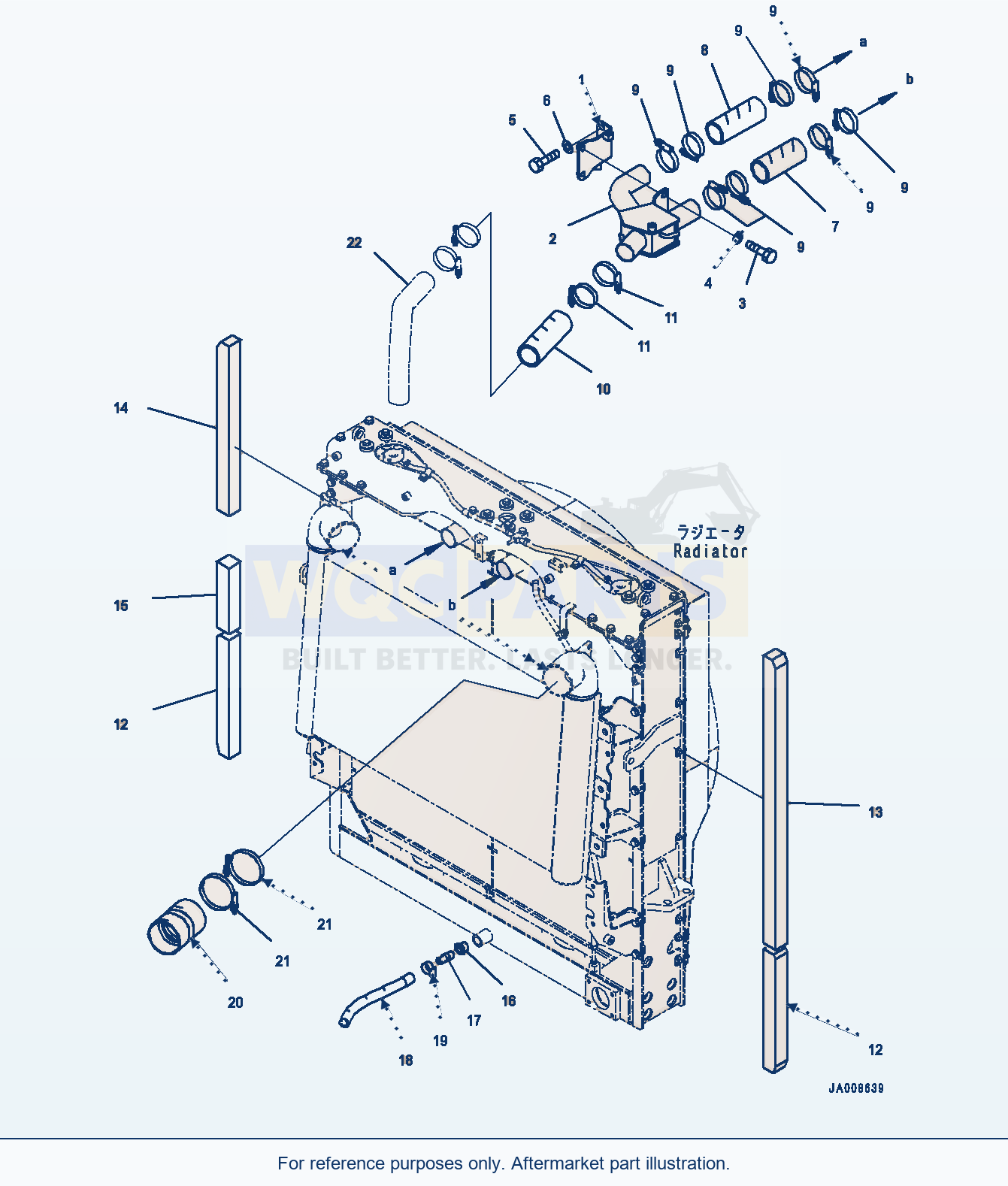 Komatsu WA500-7 Radiator, Radiator Piping Serial H62051-UP parts diagram