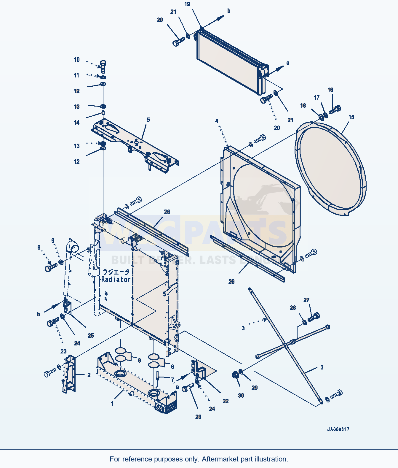 Komatsu WA500-7 Radiator, Tank And Oil Cooler Serial H62051-UP parts diagram