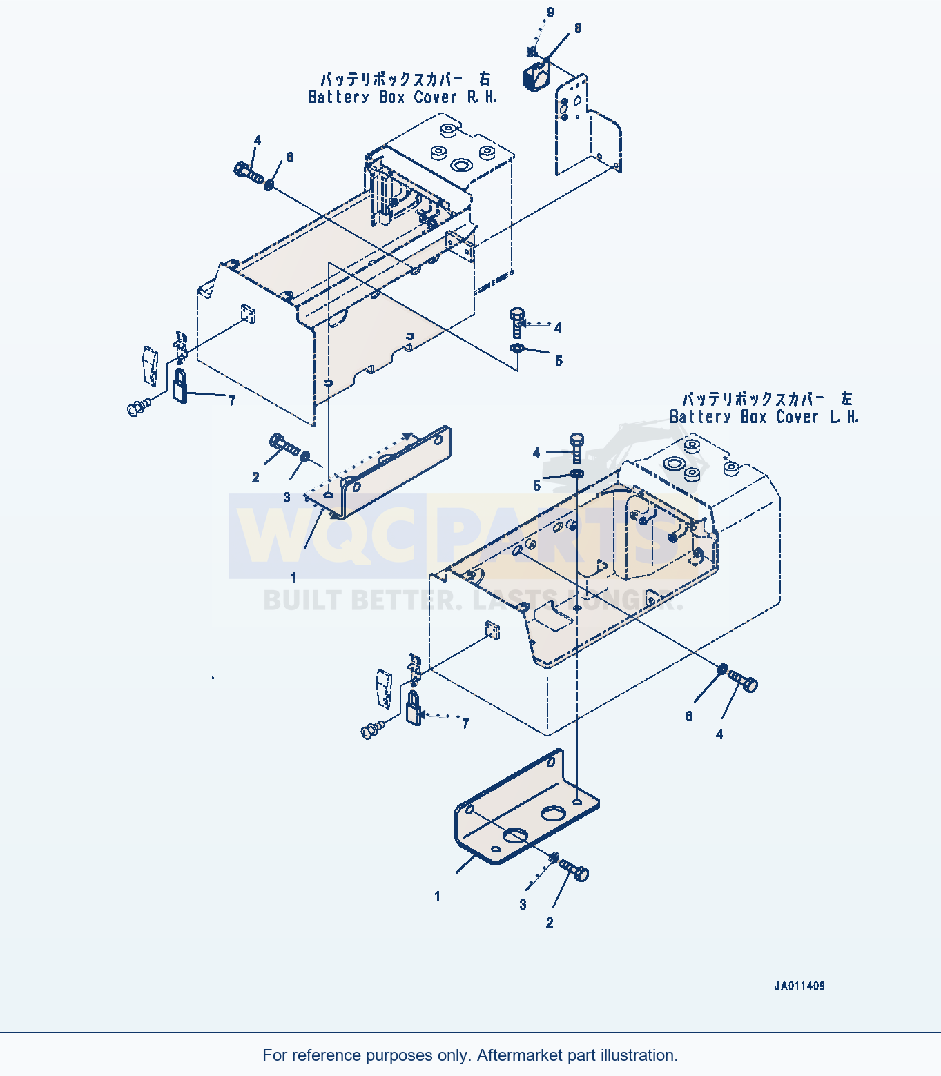 Komatsu WA500-7 Battery Box, Mounting And Lock (#10001-) parts diagram