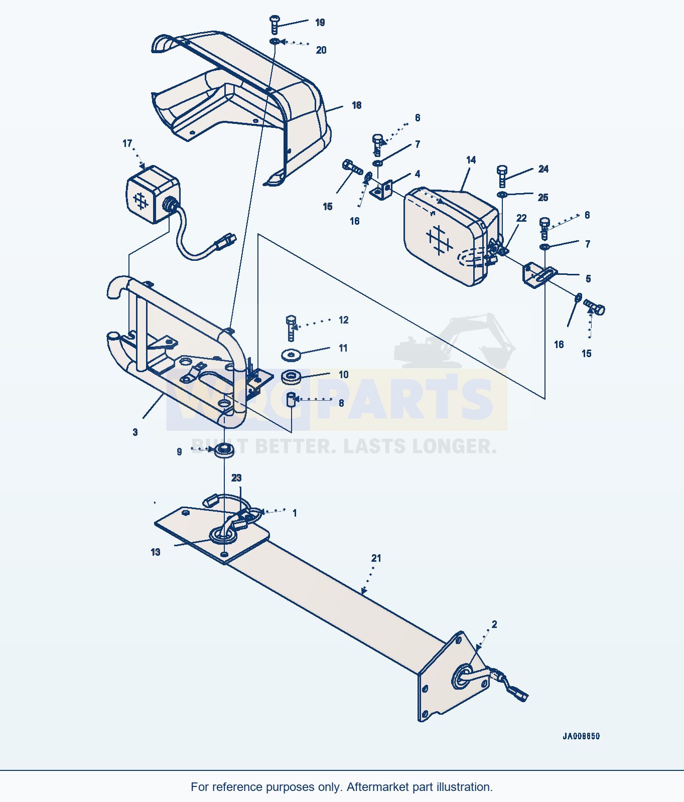 Komatsu WA500-7 Front Lamp, Head Lamp, R.H. Serial 10001-UP parts diagram