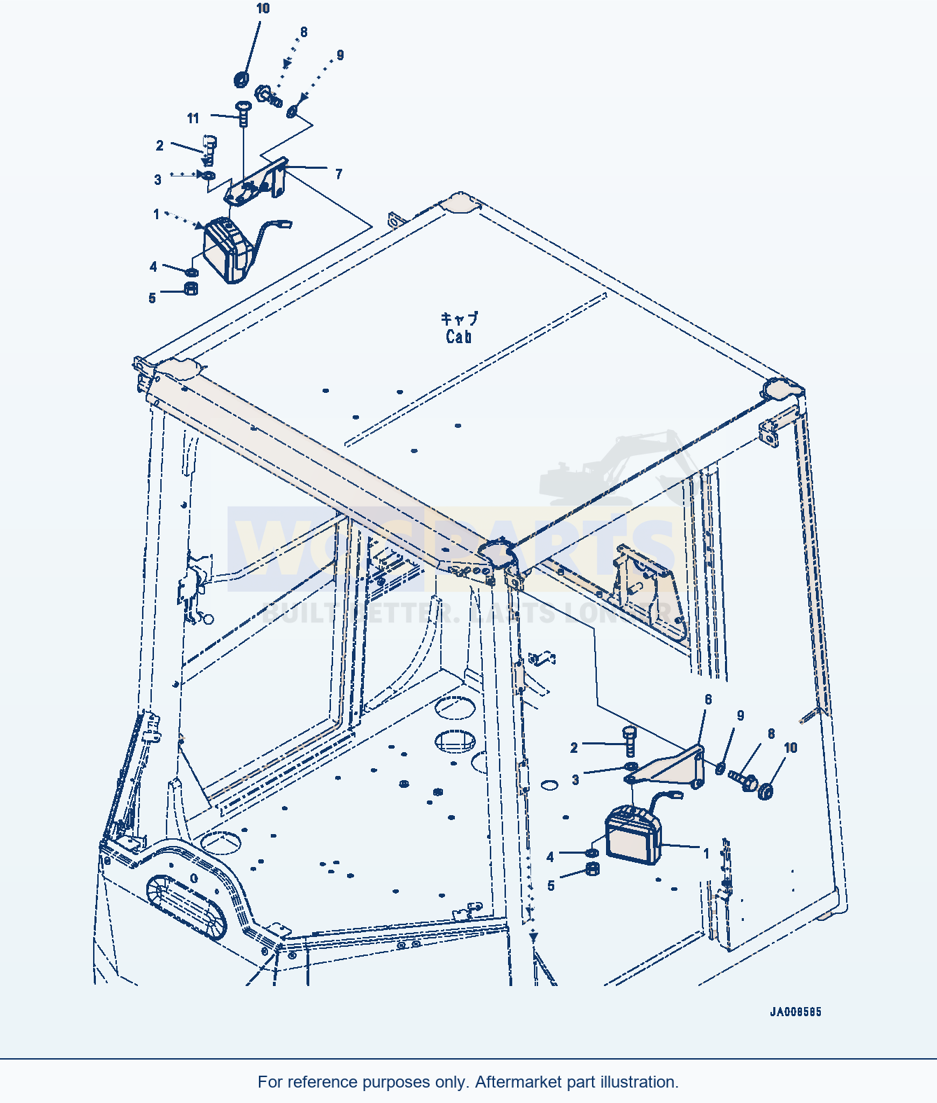 Komatsu WA500-7 Front Working Lamp Serial 10001-UP parts diagram