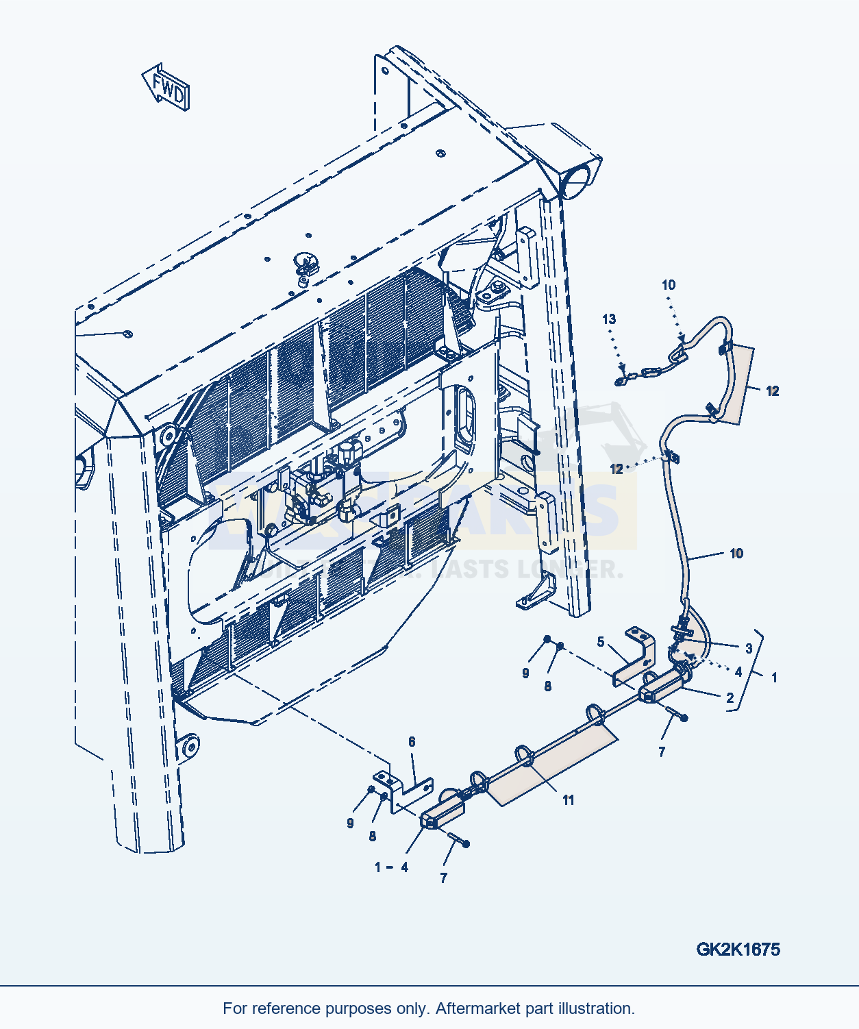 Komatsu WA500-7 Rear Flashlight, Blue parts diagram