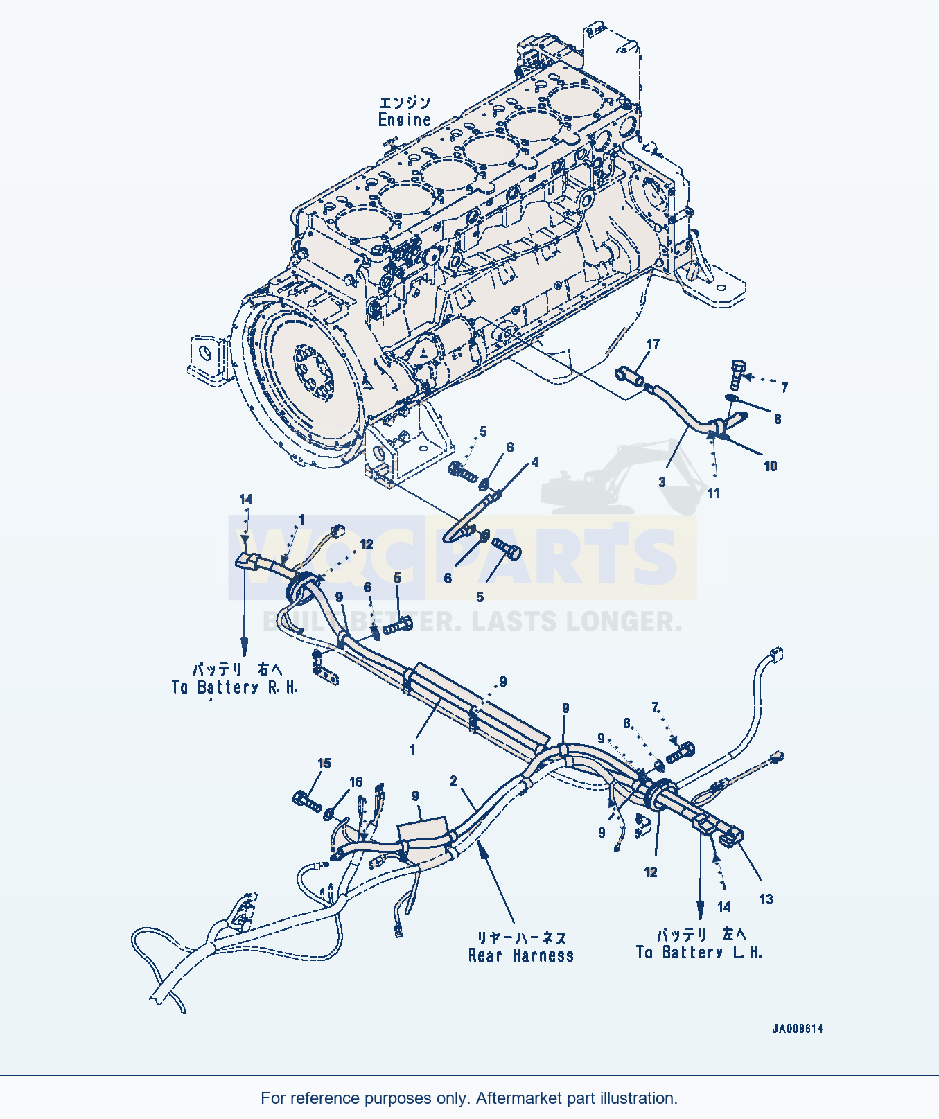 Komatsu WA500-7 Rear Wiring Harness, Cable Serial H62051-UP parts diagram
