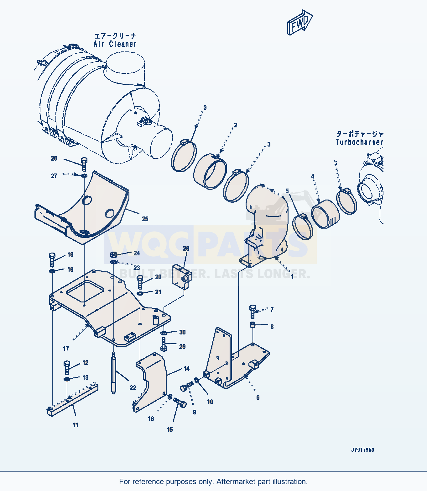 Komatsu WA500-7 Air Cleaner, Piping Serial H62051-UP parts diagram
