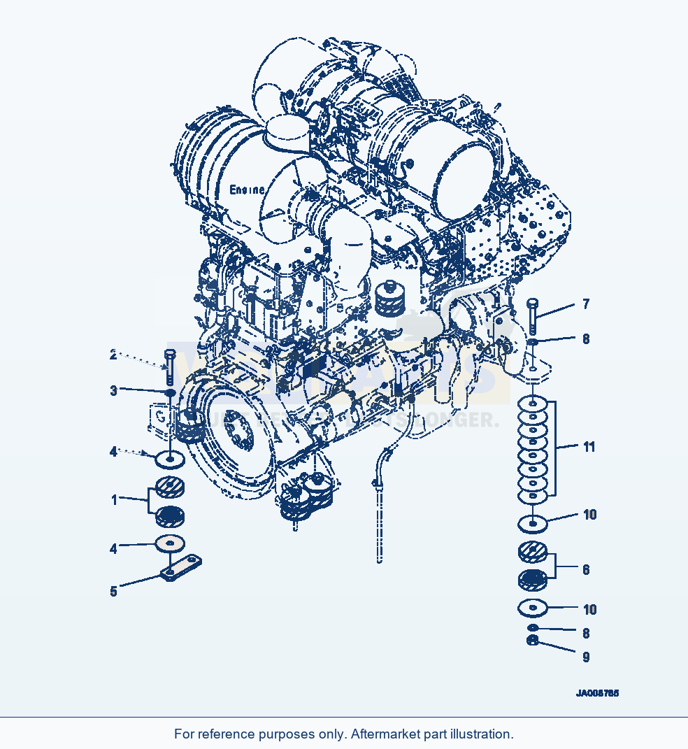 Komatsu WA500-7 Engine Mount parts diagram