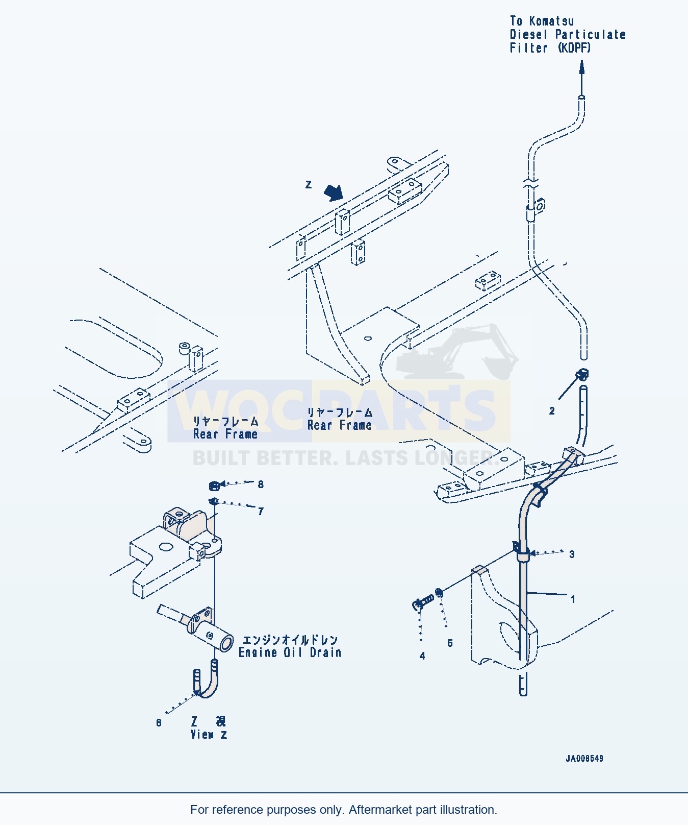 Komatsu WA500-7 Engine Mounting, Drain Piping Serial H62051-UP parts diagram