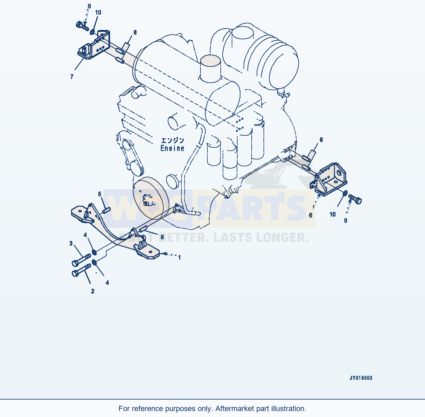 Komatsu WA500-7 Engine Support Serial H62051-UP parts diagram
