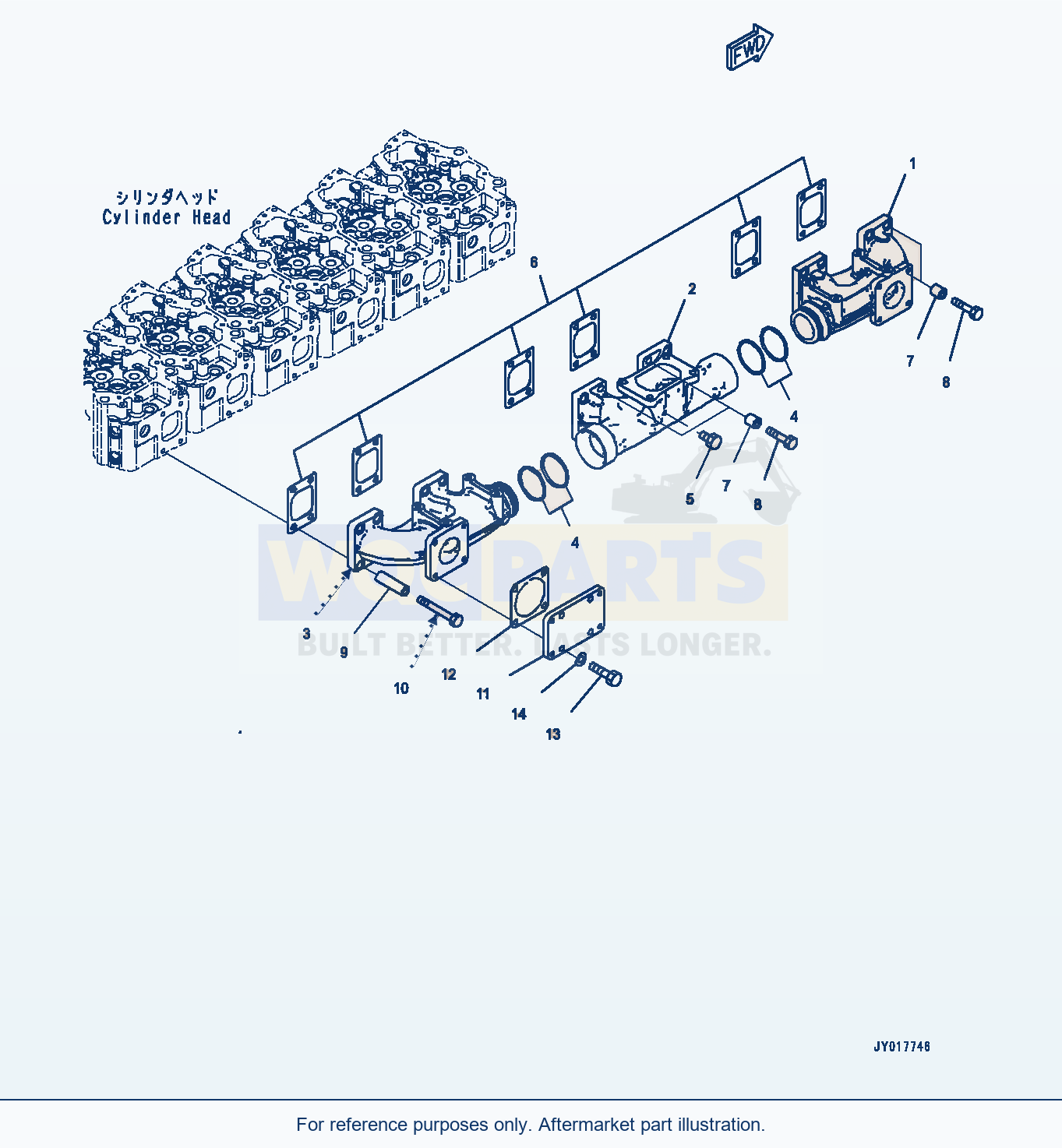 Komatsu WA500-7 Exhaust Manifold Serial 10001-UP parts diagram