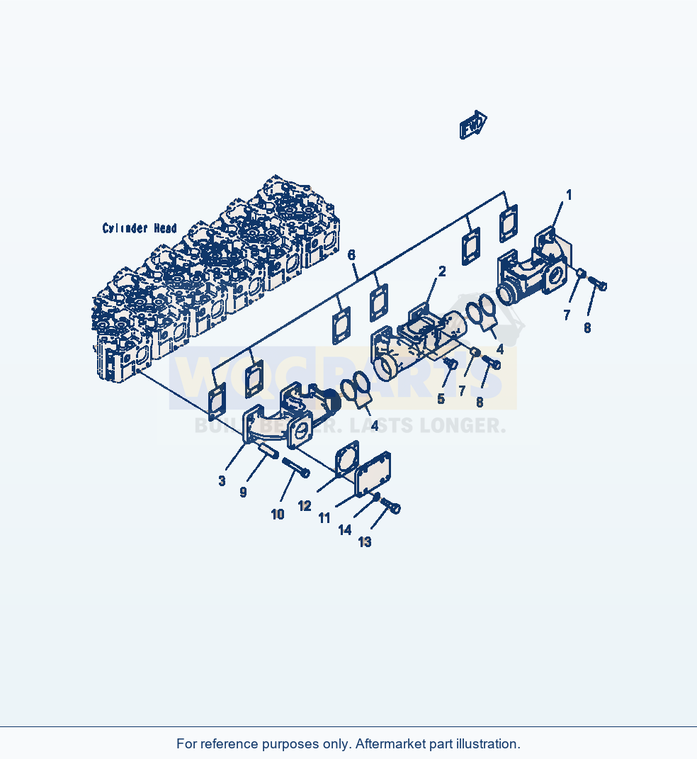 Komatsu WA500-7 Exhaust Manifold Serial A94001-UP parts diagram