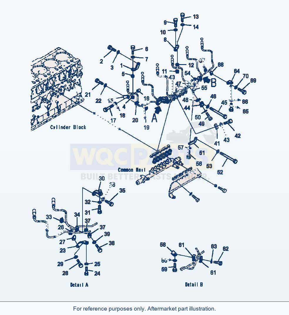 Komatsu WA500-7 Fuel Injection Mounting parts diagram