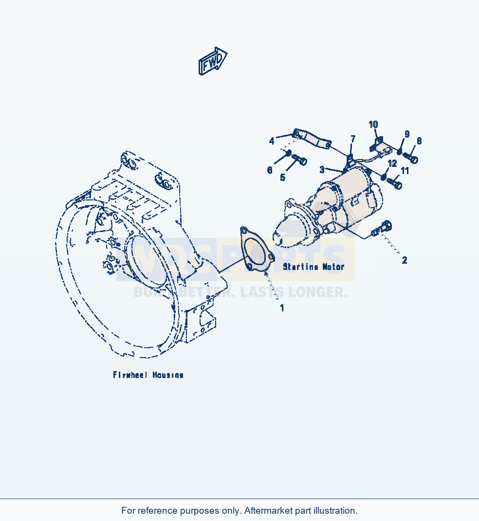Komatsu WA500-7 Starting Motor Mounting parts diagram