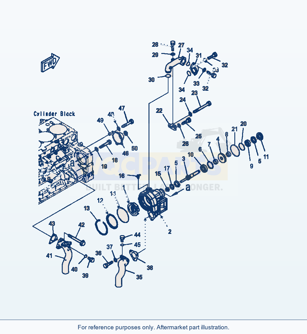 Komatsu WA500-7 Water Pump parts diagram