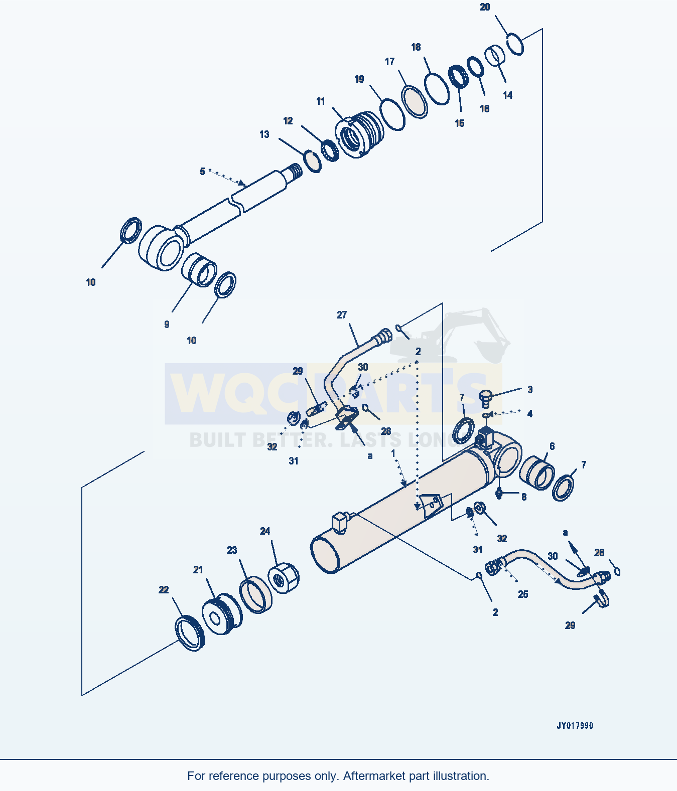 Komatsu WA500-7 Steering Cylinder, L.H. Serial 10001-UP parts diagram