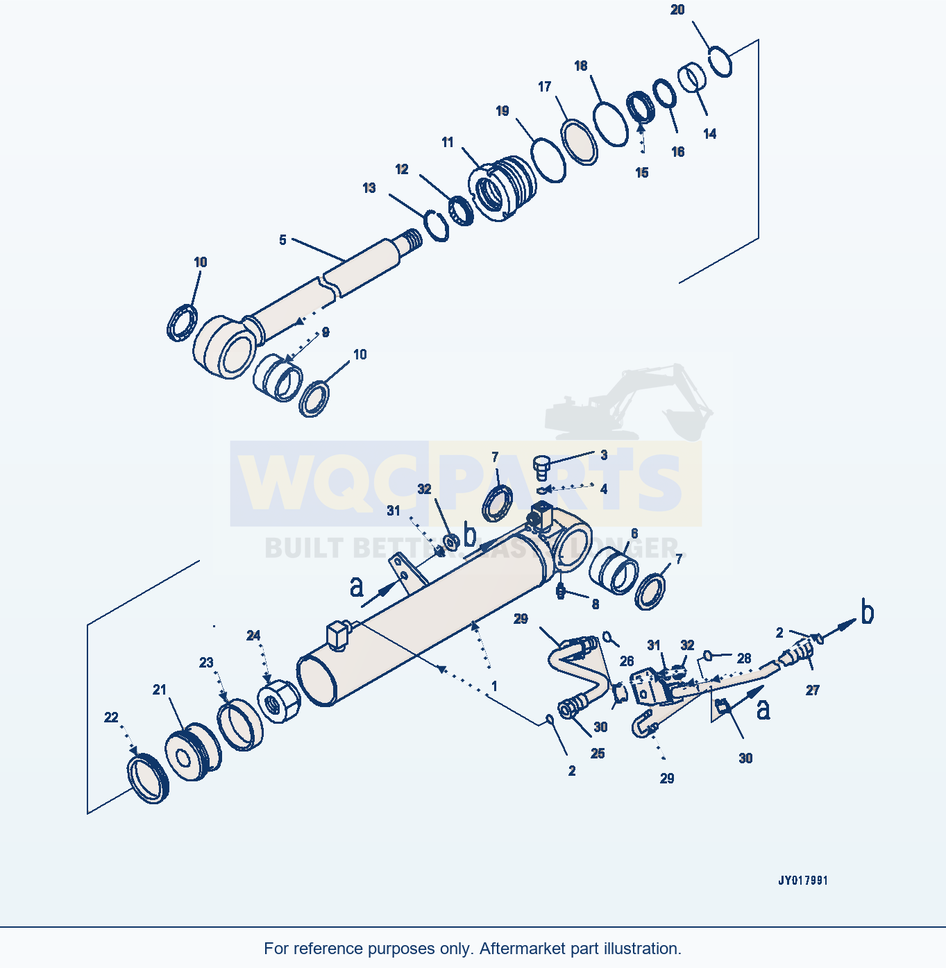 Komatsu WA500-7 Steering Cylinder, R.H. (#10001-) parts diagram