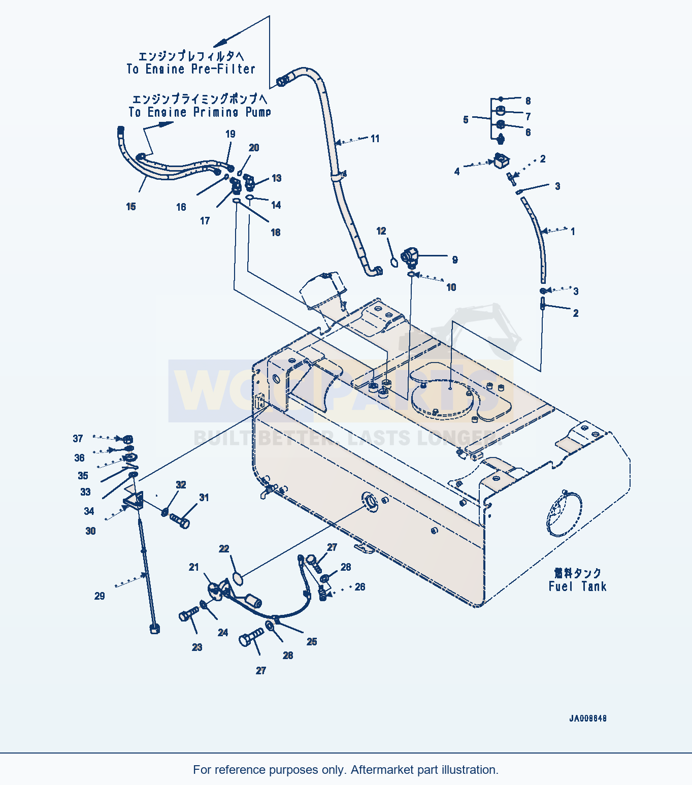 Komatsu WA500-7 Fuel Tank, Fuel Piping Serial 10001-UP parts diagram