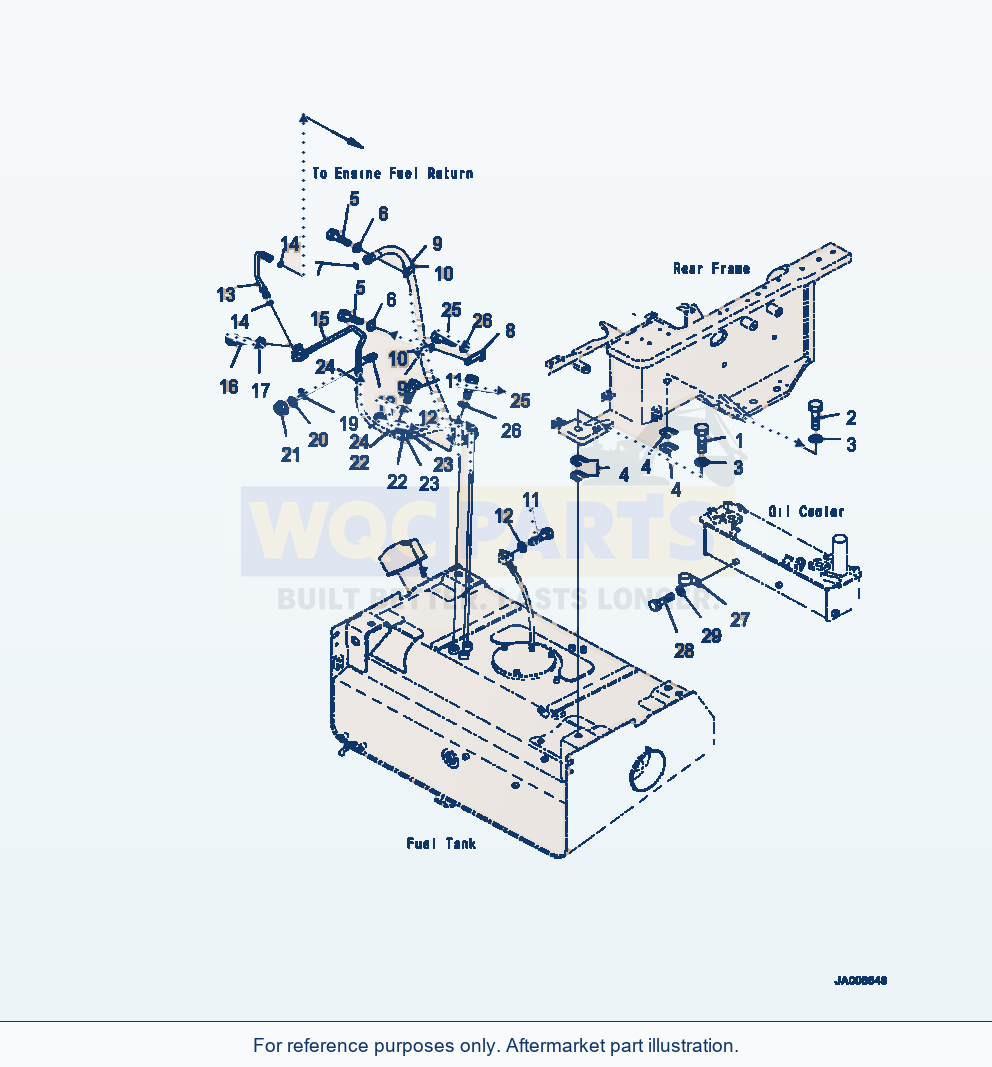 Komatsu WA500-7 fuel tank mounting parts diagram, serial A94001-UP