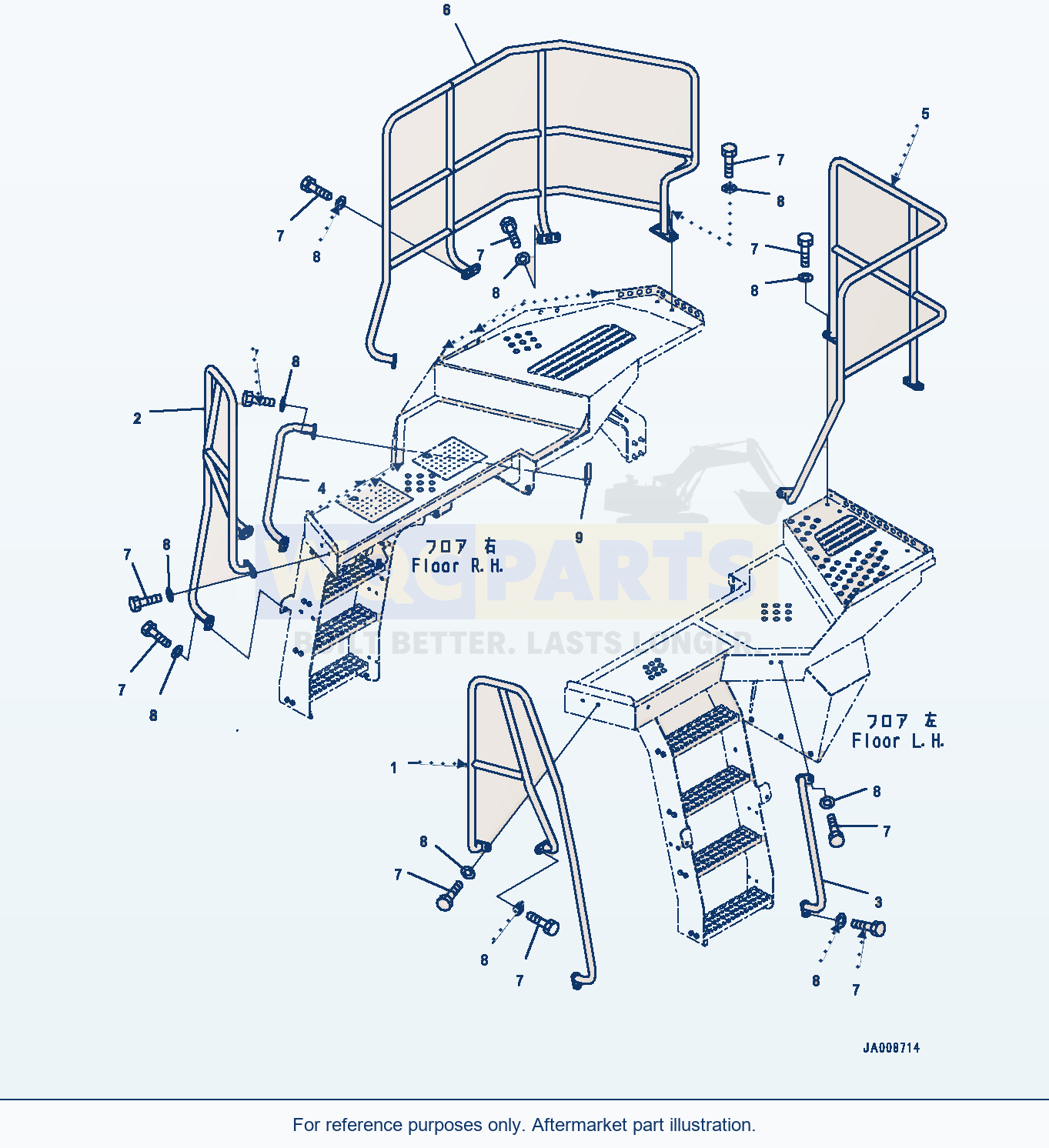 Komatsu WA500-7 Handrail, (#10001-10206) parts diagram