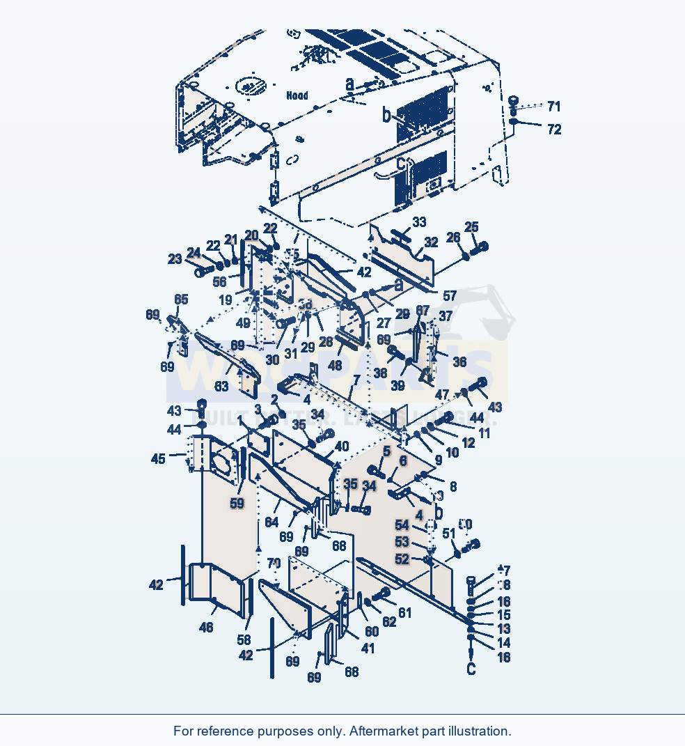 Komatsu WA500-7 Hood Door Baffles parts diagram