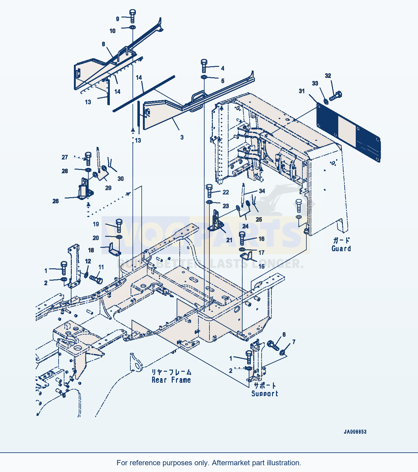 Komatsu WA500-7 Hood Door, Door Mounting Serial 10001-UP parts diagram