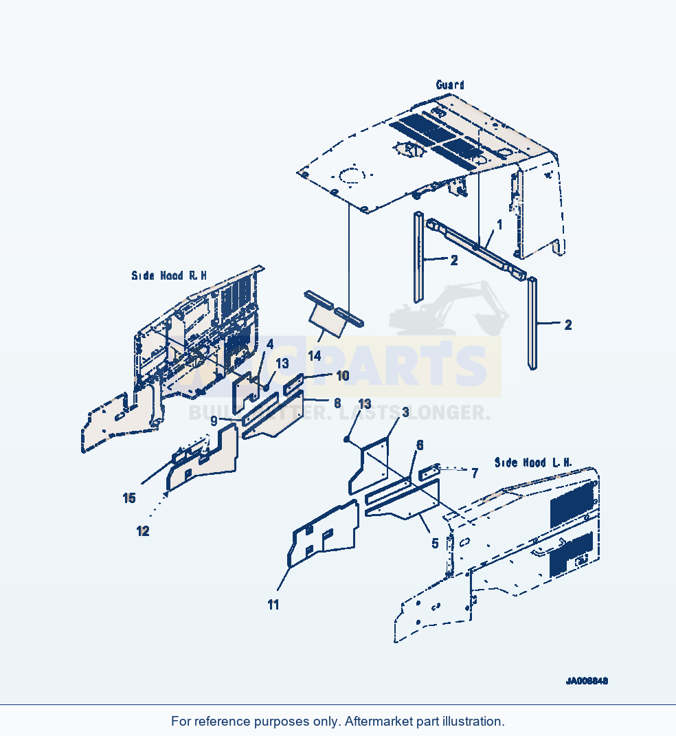 Komatsu WA500-7 Hood Door Sound Supression Sheets parts diagram