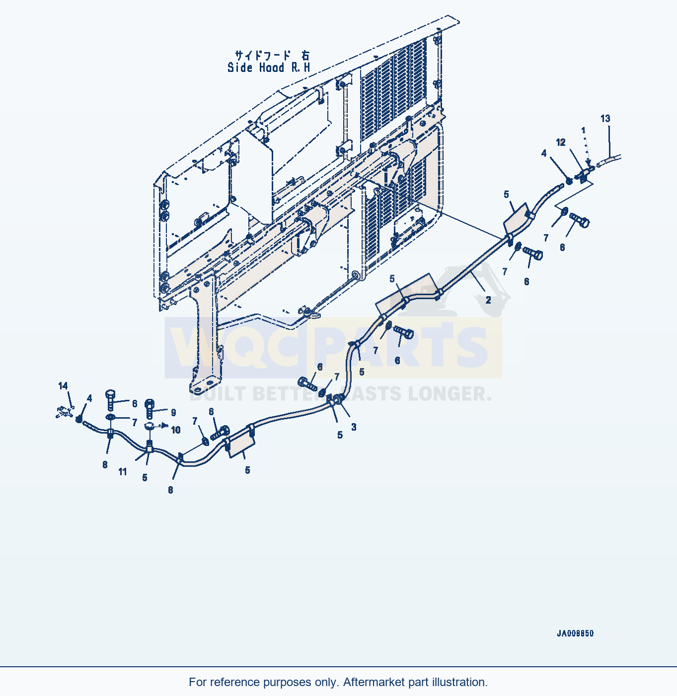 Komatsu WA500-7 Hood Door, Sub-Tank Piping Serial 10001-UP parts diagram
