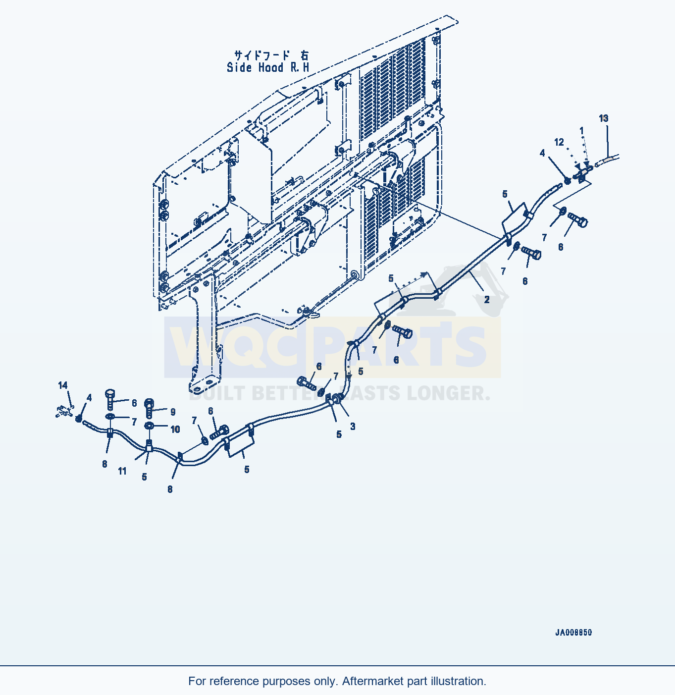 Komatsu WA500-7 Hood Door, Sub-Tank Piping Serial H62051-UP parts diagram
