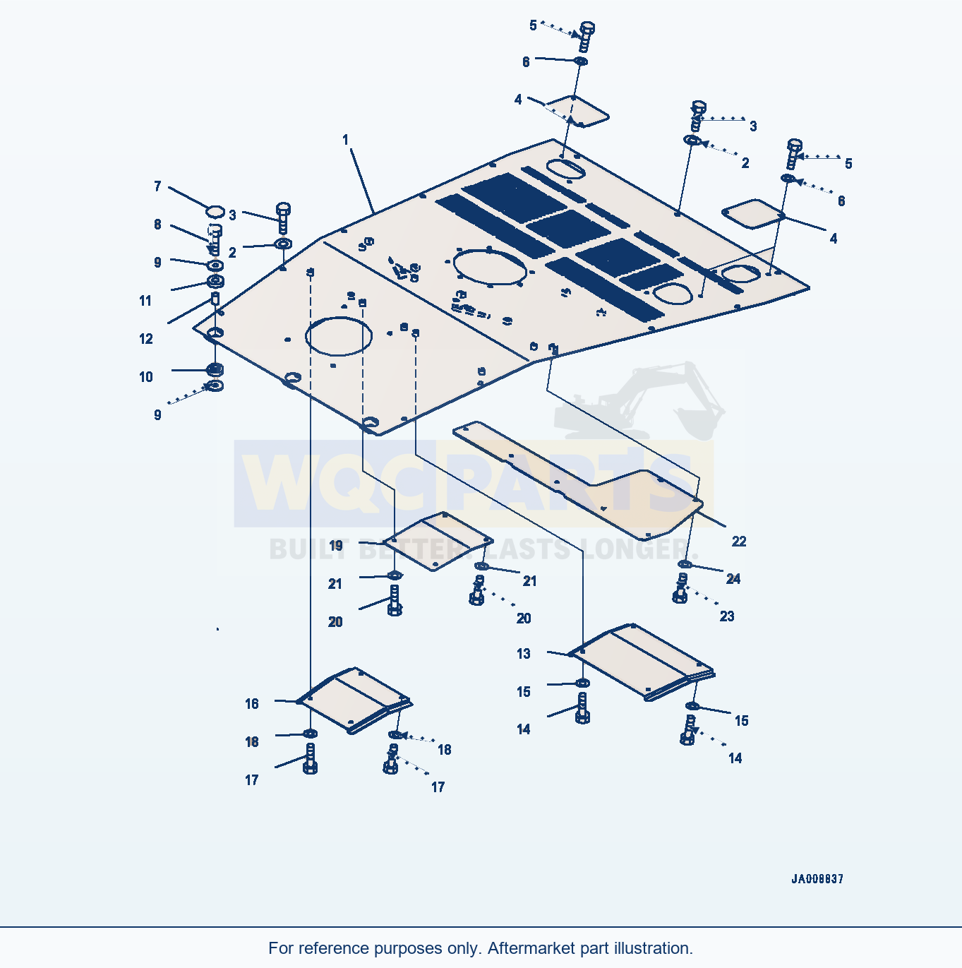 Komatsu WA500-7 Hood Door, Top Hood Serial H62051-UP parts diagram