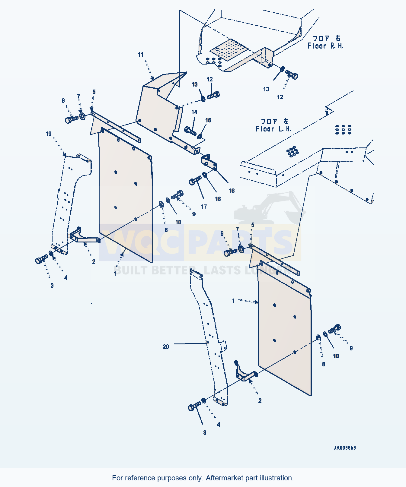 Komatsu WA500-7 Ladder, Fuel Quick Charge, Mudguard parts diagram
