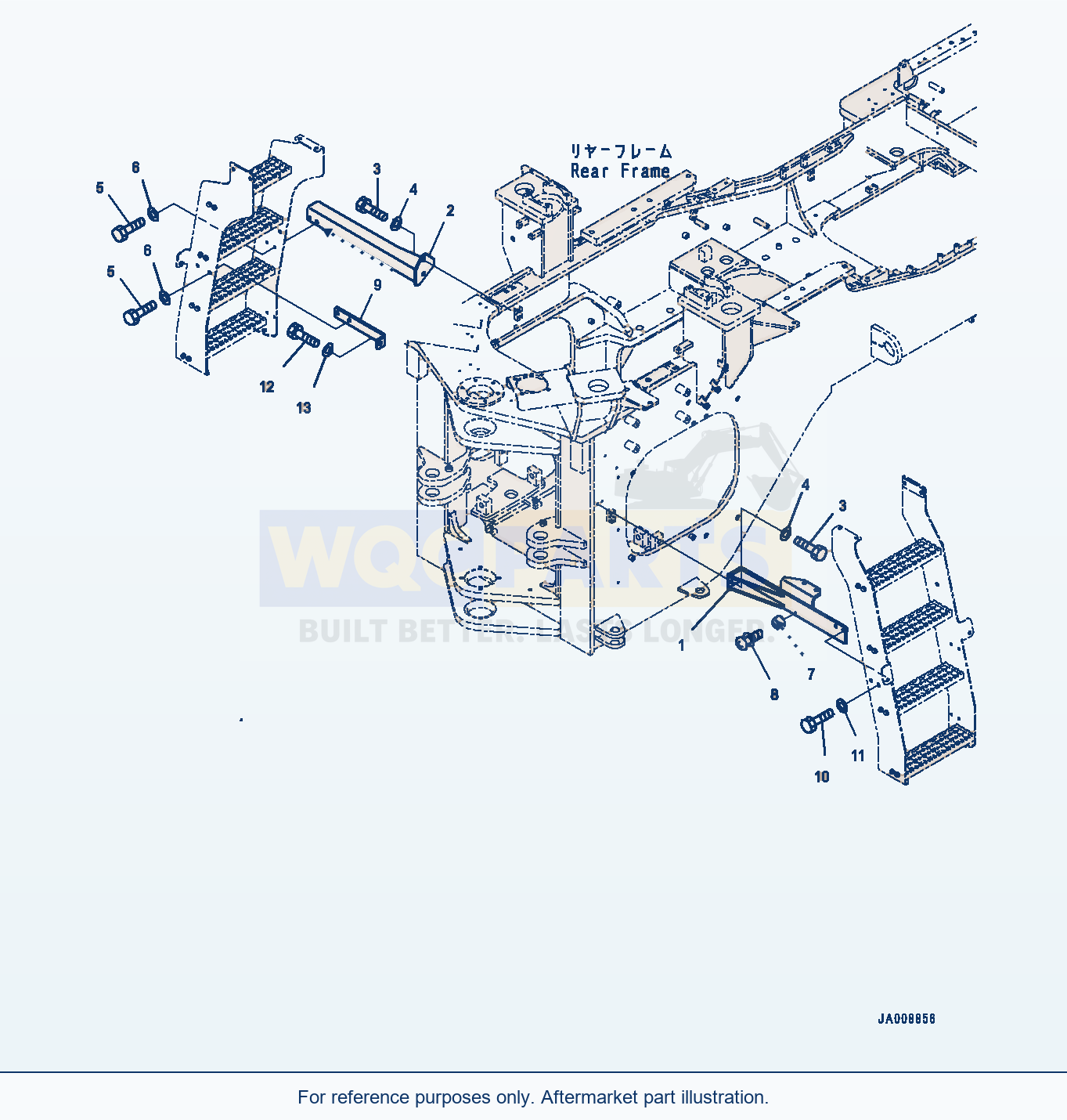 Komatsu WA500-7 Ladder, With Rear Full Fender, Support parts diagram