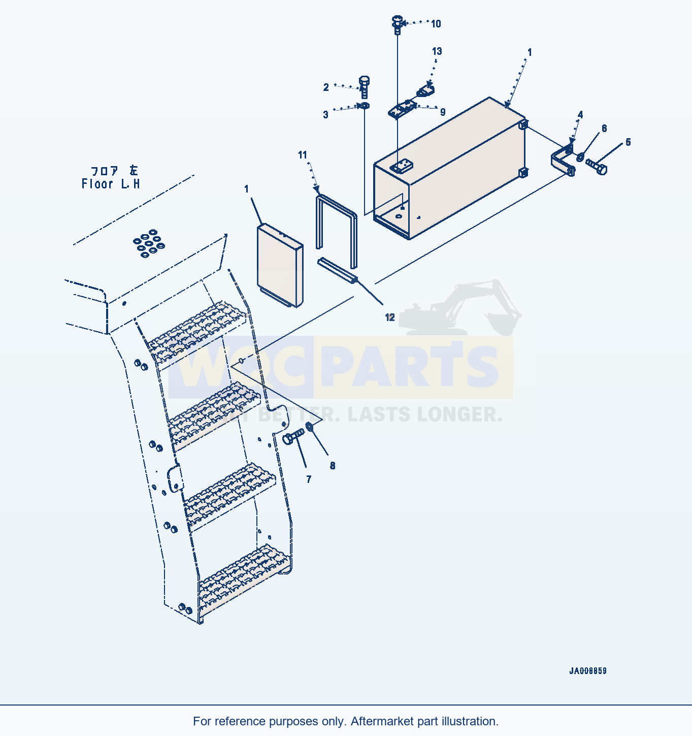 Komatsu WA500-7 Ladder, With Rear Full Fender, Tool Box parts diagram