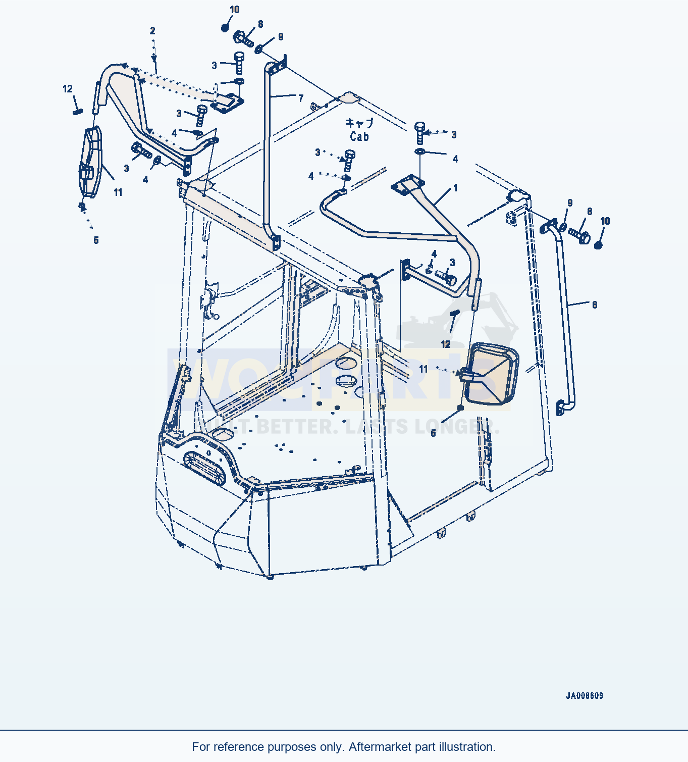 Komatsu WA500-7 Rearview Mirror (#10001-) parts diagram