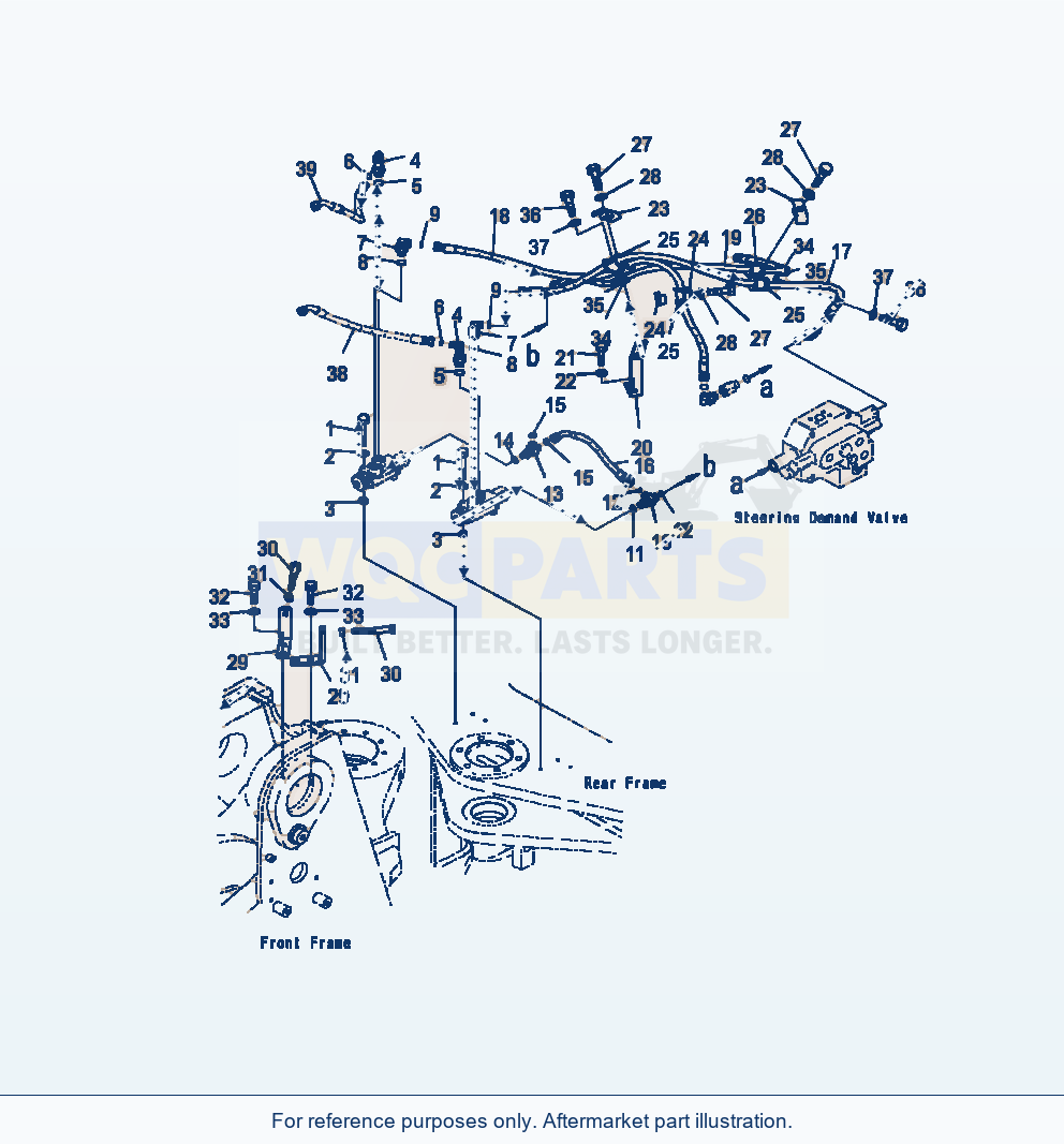 Komatsu WA500-7 Hydraulic Piping (Steering) Stop Valve Piping parts diagram