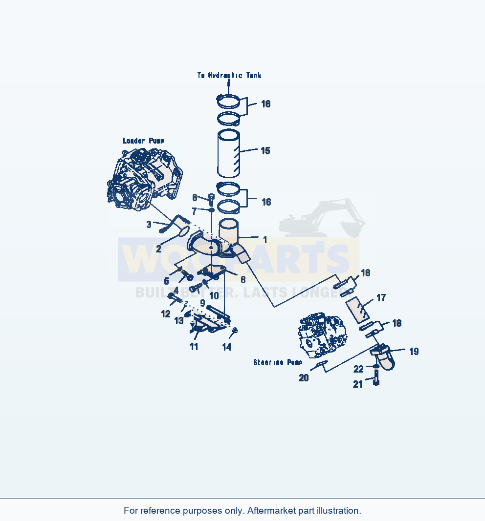 Komatsu WA500-7 Hydraulic Piping Suction Line parts diagram