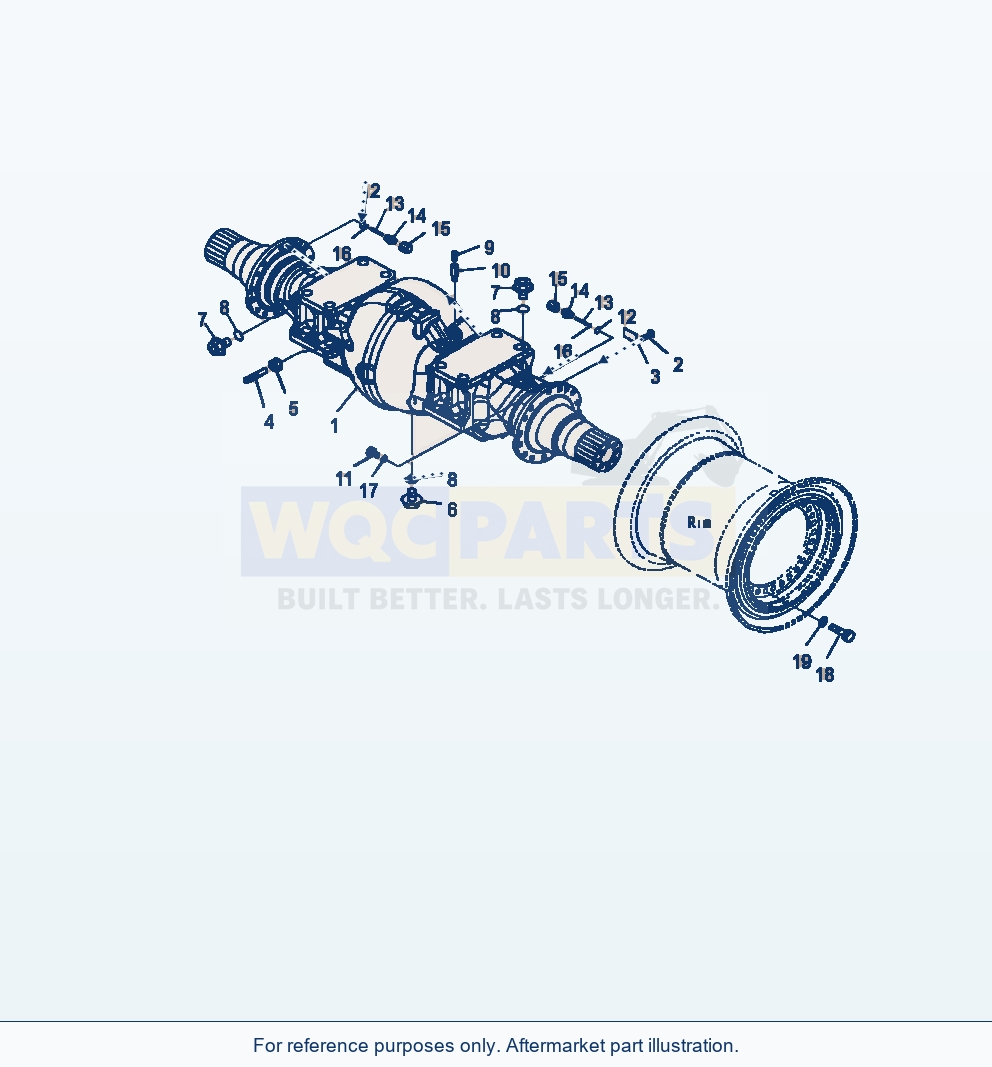 Komatsu WA500-7 Front Axle Housing And Wheel Mounting parts diagram
